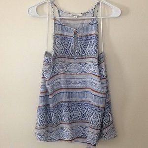 Blue patterned flowing blouse